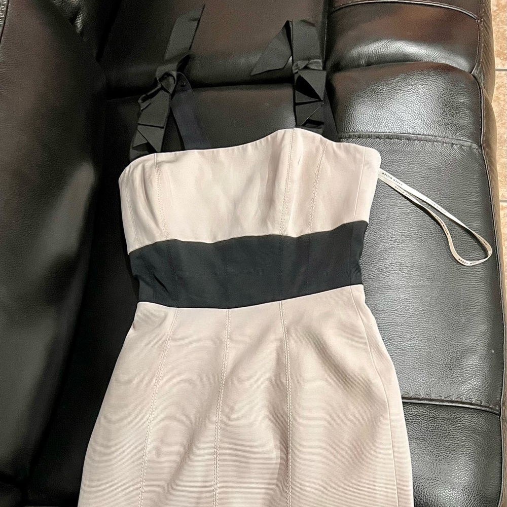 Karen Millen colorblock cocktail dress ribbon straps Size 4